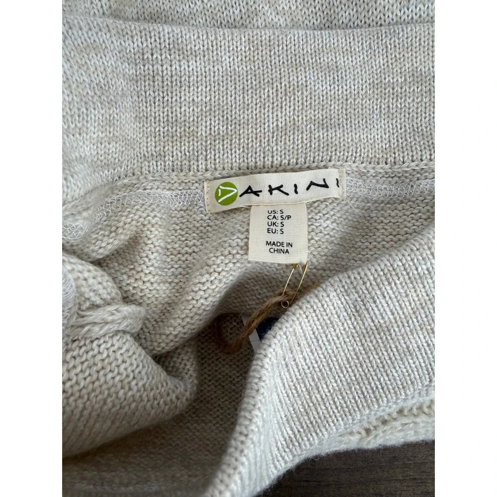 Akini‎ Knit Sweater Skirt Womens Small Cream Oatmeal Wool Blend Ruffle Hem Boho